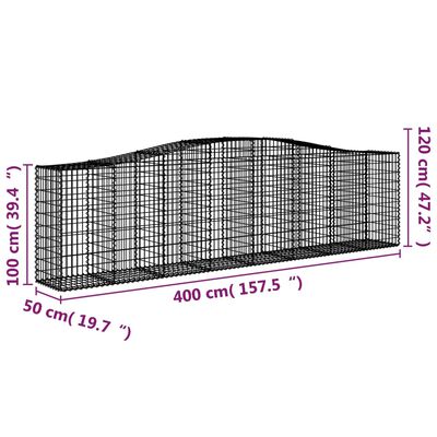 vidaXL Schanskorven 2 st gewelfd 400x50x100/120 cm ijzer