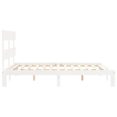 vidaXL Bedframe met hoofdbord massief hout wit 160x200 cm