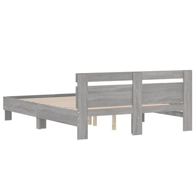 vidaXL Bedframe met hoofdeinde bewerkt hout grijs sonoma 140x200 cm