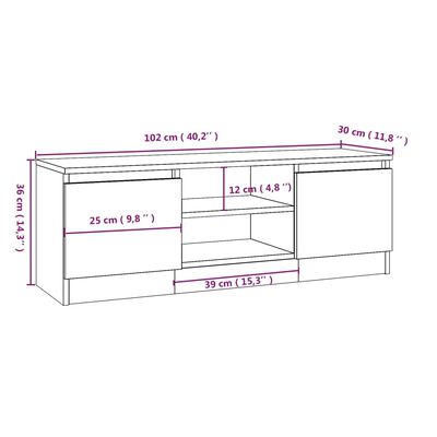 vidaXL Tv-meubel met deur 102x30x36 cm wit