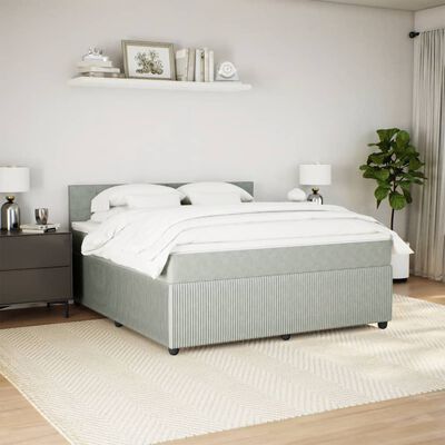 vidaXL Boxspring met matras fluweel lichtgrijs 180x200 cm