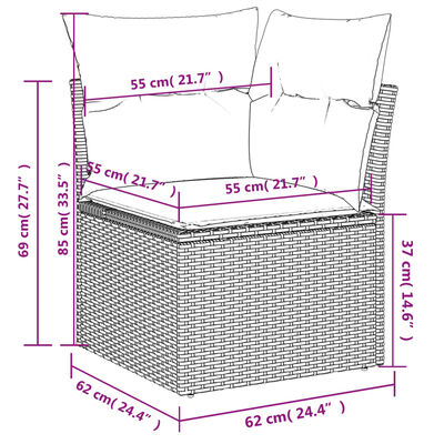 vidaXL 13-delige Loungeset met kussens poly rattan grijs