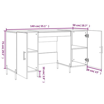 vidaXL Bureau 140x50x75 cm bewerkt hout wit