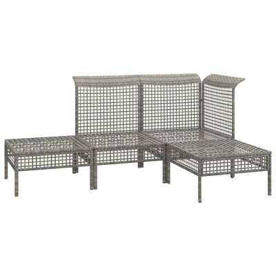 vidaXL 4-delige Loungeset met kussens poly rattan grijs