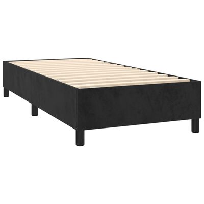 vidaXL Boxspring met matras fluweel zwart 90x200 cm