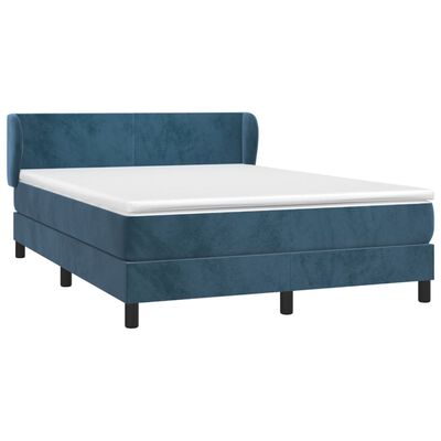 vidaXL Boxspring met matras fluweel donkerblauw 140x190 cm