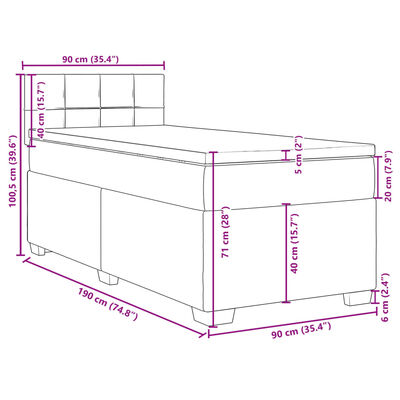 vidaXL Boxspring met matras stof zwart 90x190 cm