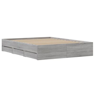 vidaXL Bedframe met lades bewerkt hout grijs sonoma eiken 150x200 cm