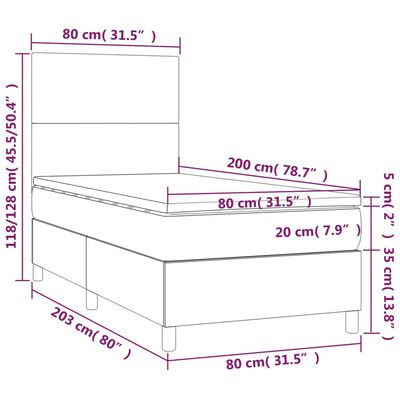 vidaXL Boxspring met matras kunstleer grijs 80x200 cm