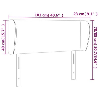 vidaXL Hoofdbord met randen 103x23x78/88 cm stof blauw