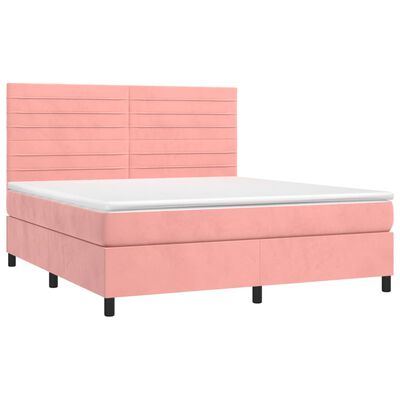 vidaXL Boxspring met matras fluweel roze 160x200 cm