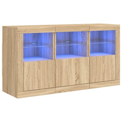 vidaXL Dressoir met LED-verlichting 123x37x67 cm sonoma eikenkleurig