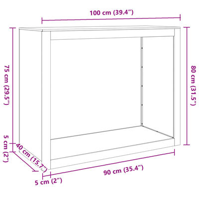 vidaXL Haardhoutrek 100x40x80 cm gegalvaniseerd staal