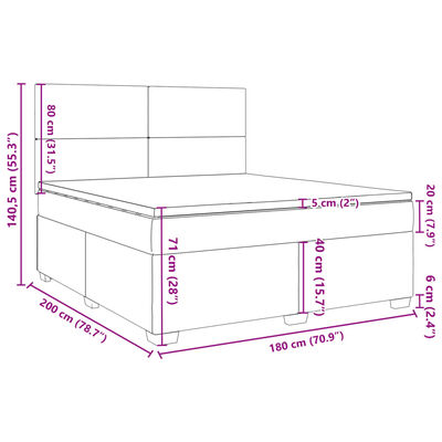 vidaXL Boxspring met matras fluweel lichtgrijs 180x200 cm