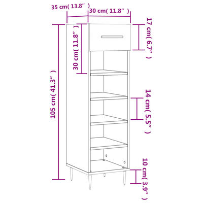 vidaXL Schoenenkast 30x35x105 cm bewerkt hout wit