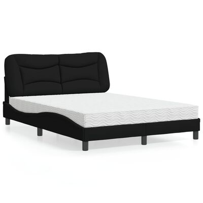 vidaXL Bed met matras stof zwart 140x200 cm