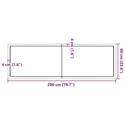 vidaXL Tafelblad natuurlijke rand 200x60x(2-4) cm eikenhout lichtbruin