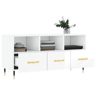 vidaXL Tv-meubel 102x36x50 cm bewerkt hout hoogglans wit