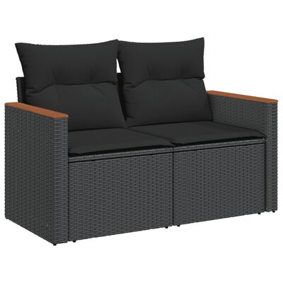 vidaXL 10-delige Loungeset met kussens poly rattan zwart