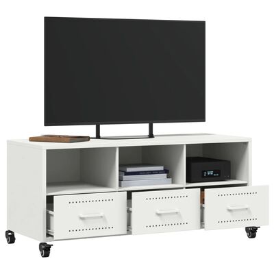 vidaXL Tv-meubel 100,5x39x43,5 cm staal wit