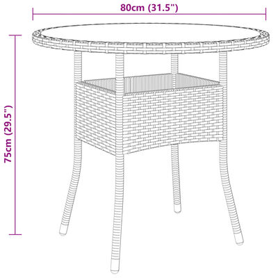 vidaXL 3-delige Tuinset poly rattan zwart