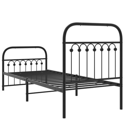 vidaXL Bedframe met hoofd- en voeteneinde metaal zwart 80x200 cm