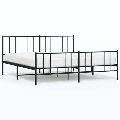 vidaXL Bedframe met voetbord zonder matras metaal zwart 180x200 cm