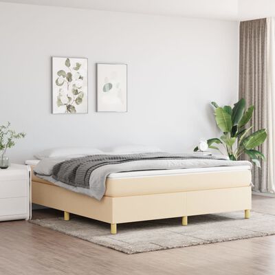 vidaXL Boxspring met matras stof crèmekleurig 160x200 cm