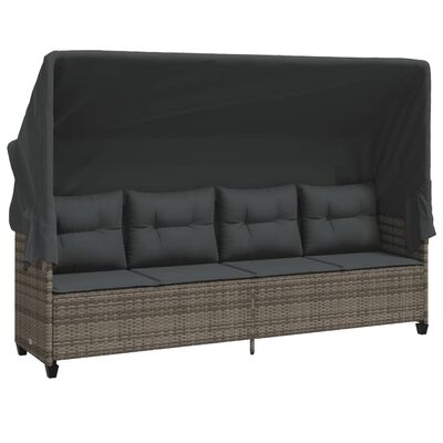 vidaXL 5-delige Loungeset met kussens poly rattan grijs