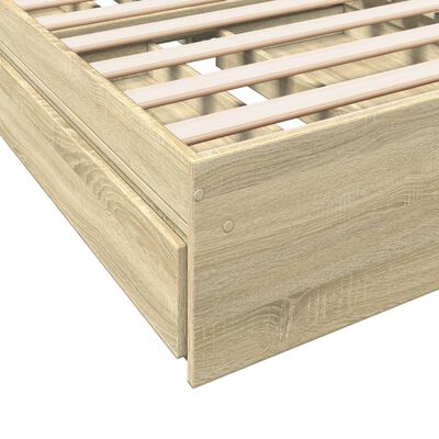 vidaXL Bedframe met lades bewerkt hout sonoma eikenkleurig 75x190 cm