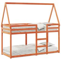 vidaXL Stapelbed met dak massief grenenhout wasbruin 75x190 cm