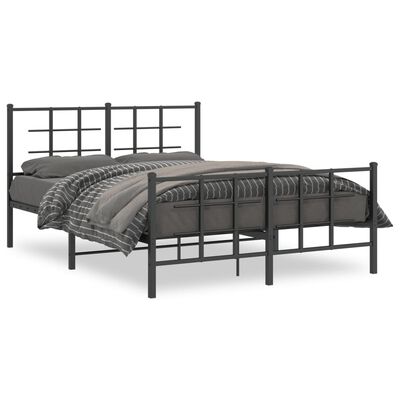 vidaXL Bedframe met hoofd- en voeteneinde metaal zwart 140x200 cm