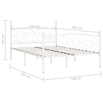 vidaXL Bedframe met lattenbodem metaal wit 140x200 cm