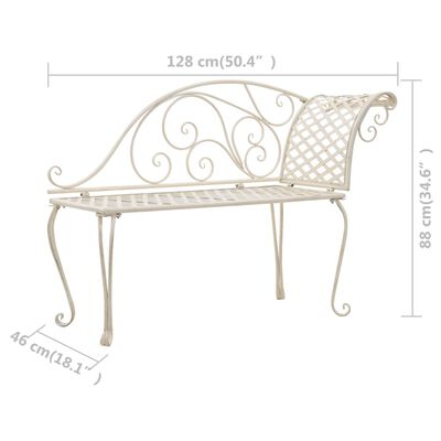 vidaXL Chaise longue 128 cm metaal antiekwit