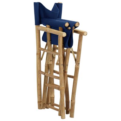 vidaXL Regisseursstoelen 2 st inklapbaar blauw bamboe en stof