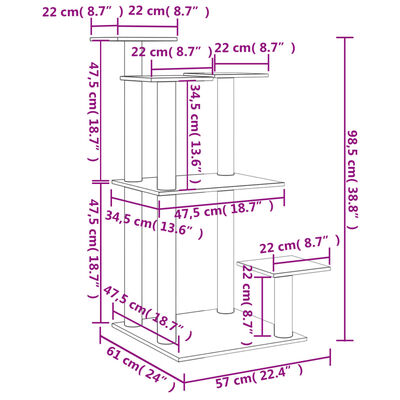 vidaXL Krabpaal met platforms 98,5 cm crèmekleurig