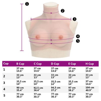 vidaXL Borstprothese C-cup silicone Kaukasisch