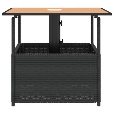 vidaXL Tuintafel met parasolgat 55x55x46,5 cm poly rattan zwart