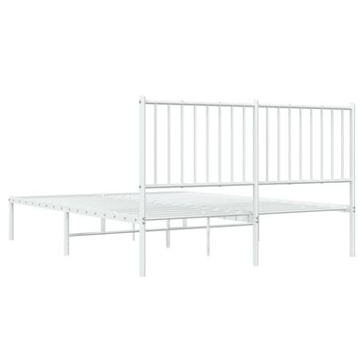 vidaXL Bedframe met hoofdbord metaal wit 135x190 cm