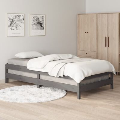 vidaXL Bed stapelbaar 100x200 cm massief grenenhout grijs