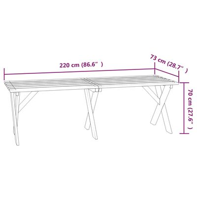 vidaXL Tuintafel 220x73x70 cm geïmpregneerd grenenhout