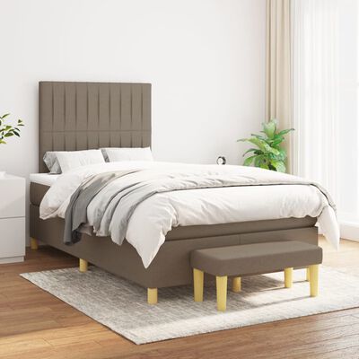 vidaXL Boxspring met matras stof taupe 120x190 cm