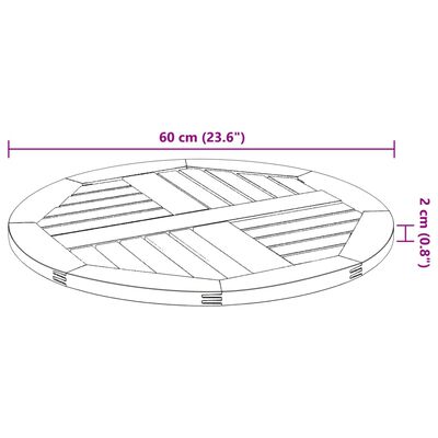 vidaXL Tafelblad rond Ø 60x2 cm massief acaciahout