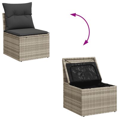 vidaXL 12-delige Loungeset met kussens poly rattan lichtgrijs