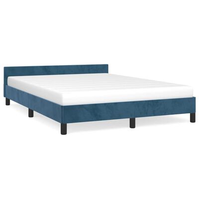 vidaXL Bedframe zonder matras 140x190 cm fluweel donkerblauw