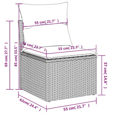 vidaXL 11-delige Loungeset met kussens poly rattan lichtgrijs