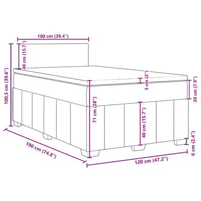 vidaXL Boxspring met matras stof donkergrijs 120x190 cm