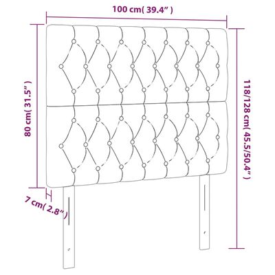 vidaXL Hoofdborden 2 st 100x7x78/88 cm fluweel lichtgrijs