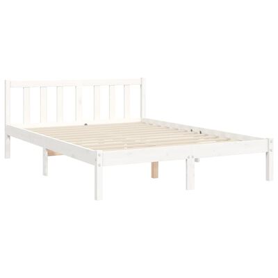 vidaXL Bedframe met hoofdbord massief hout wit 120x200 cm