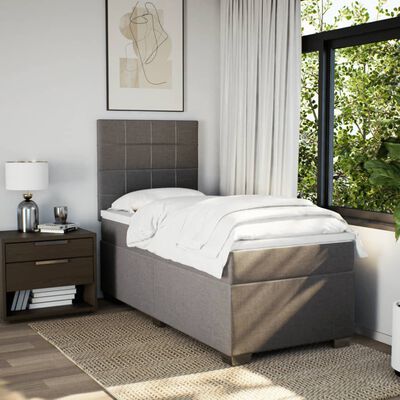 vidaXL Boxspring met matras stof taupe 80x200 cm